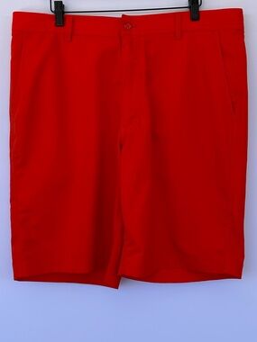 Straight Down Men’s Flat Front 10” Shorts Bright‎ Orange Stretch Size 36